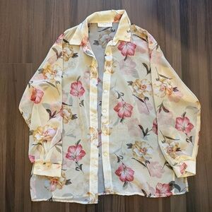 Casual Corner Floral Sheer Blouse